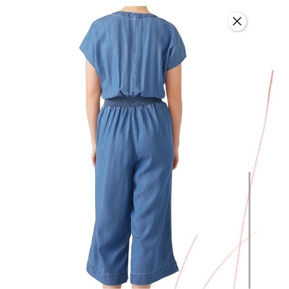 SPLENDID women’s chambray tie jumpsuit neck, tie waist pocket size x-large - Picture 12 of 13